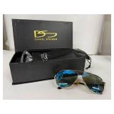 Daniel Steiger Aviator Sunglasses - Gold Tone Frame, Blue Mirror Lenses