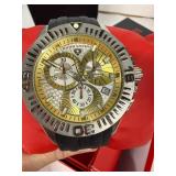 Swiss Legend Evolution SL-50064-07 Chronograph Watch - Gold Dial, Black Rubber Strap