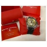 Swiss Legend Evolution SL-50064-07 Chronograph Watch - Gold Dial, Black Rubber Strap