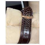 Stührling Original Skeleton Watch - Rose Gold Tone Rectangular Case, Leather Band