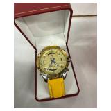 Jacob & Co Five Time Zone Watch - Gold Dial, Yellow Leather Strap