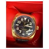 Swiss Legend Heritage Blue Sandstone Watch - Gold Tone Case, Leather Strap