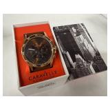 Caravelle New York 44A102 Chronograph Watch - Rose Gold Tone Case, Brown Strap