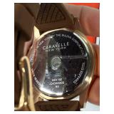 Caravelle New York 44A102 Chronograph Watch - Rose Gold Tone Case, Brown Strap