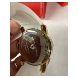 Swiss Legend Planeter Pink Dial Gold Tone Case White Strap Women