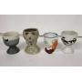 Vintage Egg Cups (Lot of 4) - Bird, Bear, Parrot & Cow Motifs