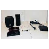 (2) WIRELESS Speakers, (1) Apple TV unit, (1) Aluratek portable battery charger & Phillips Pro pocket memo