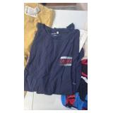 (4) PAIRS of jeans, leggings, (3) Calvin Klein shirts, Nautica shirt, and new balance wind breaker