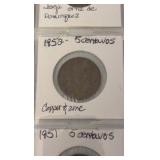 (1) SHEET foreign coins from Mexico Cantavos, Czech Republic, and Canada