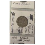 (1) SHEET foreign coins from Mexico Cantavos, Czech Republic, and Canada