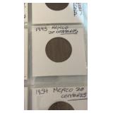 (1) SHEET foreign coins from Mexico Cantavos, Czech Republic, and Canada