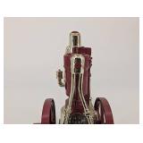 Miniature Steam Engine Model - Red Cast Iron with Brass Piping & Flywheel