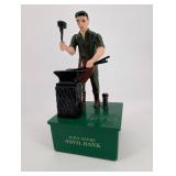 John Deere Anvil Bank - Vintage Promotional Metal Bank with Blacksmith Figure