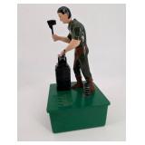 John Deere Anvil Bank - Vintage Promotional Metal Bank with Blacksmith Figure