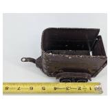 Tomy Brown Tin Toy Train Boxcar - Vintage 2-Axle Car