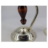 Pair of Silver-Plated Candlesticks - Turned Wood Center