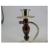 Pair of Silver-Plated Candlesticks - Turned Wood Center