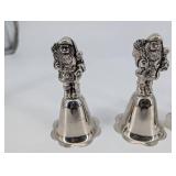Santa Bell Set - 4 Silver Santa Bells, Brass Bell, Pink Candy-Cane Bell (6-Piece)