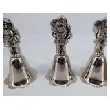 Santa Bell Set - 4 Silver Santa Bells, Brass Bell, Pink Candy-Cane Bell (6-Piece)