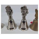 Santa Bell Set - 4 Silver Santa Bells, Brass Bell, Pink Candy-Cane Bell (6-Piece)