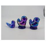 Rainbow Bird Glass Figurines - Iridescent Rainbow Finish (Set of 3)