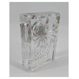Waterford Crystal Desk Clock - Clear Cut-Block with Gold Bezel