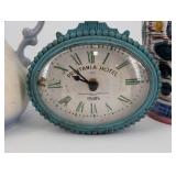 Printania Hotel Paris Clock - Turquoise Beaded Frame, Pitcher & Floral Vase