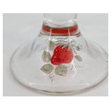NR Roberts Hand-Painted Strawberry Glass Compote - Footed Dessert Dish
