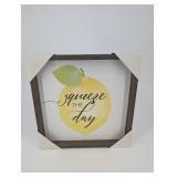 Lemon Decor Set (Lot of 5) - Squeeze the Day Framed Print, When Life Gives You LEMONS Make Lemonade Sign, Live Life with zest, Lemon Bucket & Napkin