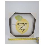 Lemon Decor Set (Lot of 5) - Squeeze the Day Framed Print, When Life Gives You LEMONS Make Lemonade Sign, Live Life with zest, Lemon Bucket & Napkin