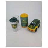 John Deere Promotional Tin Barrel - Nothing Runs Like a Deere with 2 Tumblers, 2 Coasters & Car