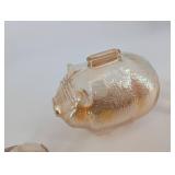 Glass Piggy Banks (Lot of 3) - Hammered Clear Pink Glass Pigs