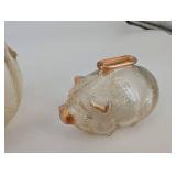 Glass Piggy Banks (Lot of 3) - Hammered Clear Pink Glass Pigs