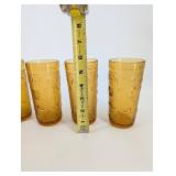 Amber Glass Tumblers - Starburst Pattern (Set of 5)