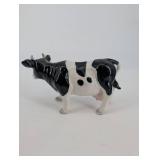 Holstein Cow Ceramic Figurine - Black & White Glazed Farm Animal