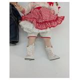 Lee Denim Overalls Boy Doll & Red Gingham Dress Girl Doll (Lot of 2)