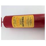National Fire Extinguisher - Vintage Red Cylindrical with Yellow Label