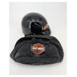 Harley-Davidson DOT Black Full-Face Motorcycle Helmet with Flame Decal, Includes Bag