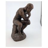 Signed Rodin The Thinker Bronze Sculpture on Rock Base - 12 Inches Tall