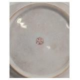 Floral Ceramic Plate - Made in Japan, Peach Rim with Hand-Painted Flowers