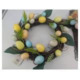 Easter Cross Wreath with Glitter Pastel Eggs on Twig Base