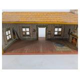 Vintage Metal Doll House with Porch, Interior Details & White Fence Panels