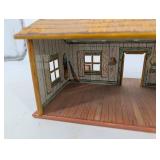 Vintage Metal Doll House with Porch, Interior Details & White Fence Panels