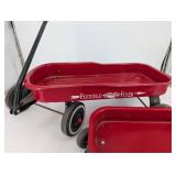Radio Flyer & Flexible Flyer Red Wagon Set - 2 Vintage Metal Wagons