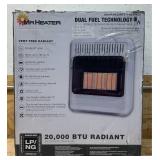 *20,000 BTU Vent Free Radiant Dual Fuel Heater Model MHVFDF20RTT