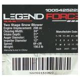 Legend Force Two Stage Snow Blower 208 CC 24  1005425223