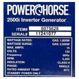 Powerhorse Inverter Generator, 2500 Surge Watts, 1800 Rated Watts, 120V, CO Shutdown, 52dB Quiet Run #6075628 Msrp $589.99