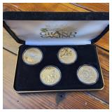 Grand Casino Gilded Coin Collection in Collector Case  4 coins total  Wildlife series