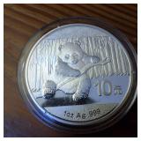1 Oz. .999 Silver Bullion  2014  10 Yuan Face Value Panda  Excellent Condition