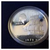 1979 Samoa Bicentary Captain James Cook ::  92.5% Silver :: 10 Tala Silver Proof coin 1 troy oz